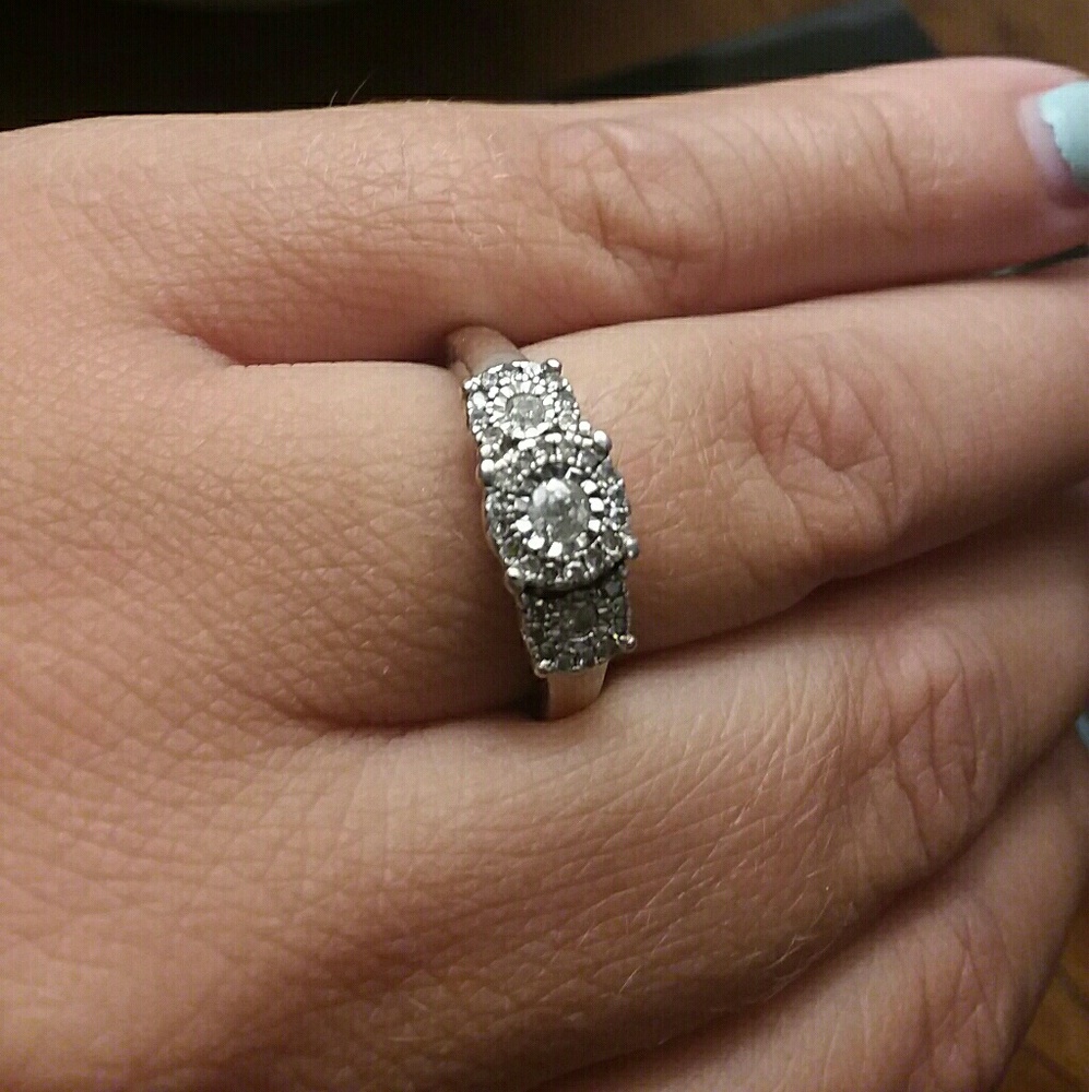 Stirling silver and diamond size 7 stamped